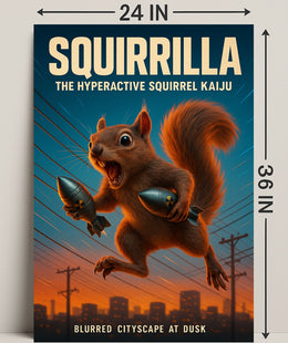 Squirrilla The Hyperactive Squirrel Poster PosterGoat
