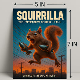 Squirrilla The Hyperactive Squirrel Poster PosterGoat