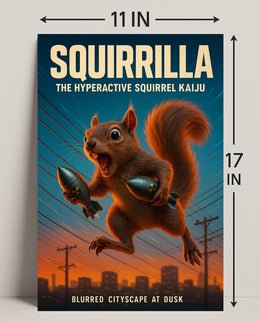 Squirrilla The Hyperactive Squirrel Poster PosterGoat