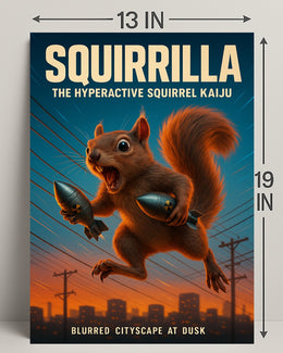 Squirrilla The Hyperactive Squirrel Poster PosterGoat