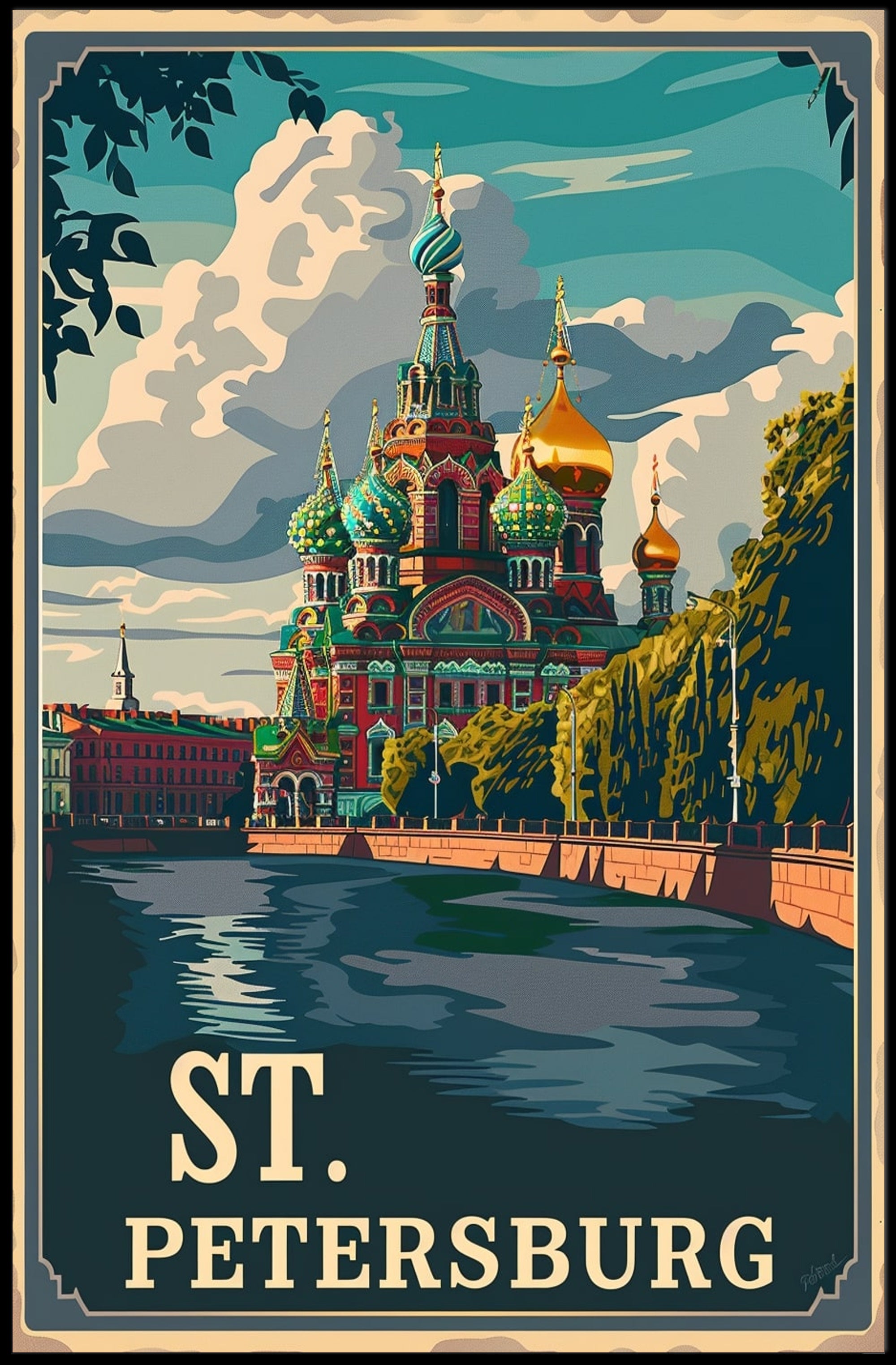 St. Petersburg Vintage Travel Poster Celebrates Iconic Architecture PosterGoat