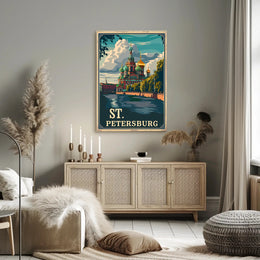 St. Petersburg Vintage Travel Poster Celebrates Iconic Architecture PosterGoat