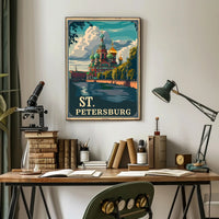 St. Petersburg Vintage Travel Poster Celebrates Iconic Architecture PosterGoat