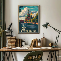 St. Petersburg Vintage Travel Poster Celebrates Iconic Architecture PosterGoat