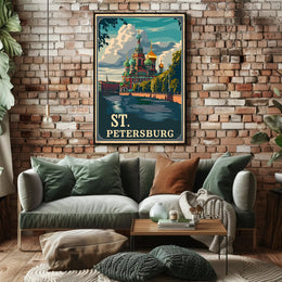 St. Petersburg Vintage Travel Poster Celebrates Iconic Architecture PosterGoat