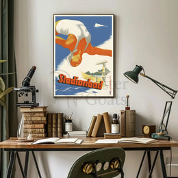 Stadionbad Diver Retro Themed Sports Poster PosterGoat