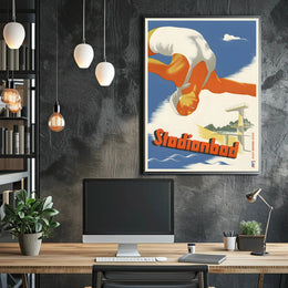 Stadionbad Diver Retro Themed Sports Poster PosterGoat