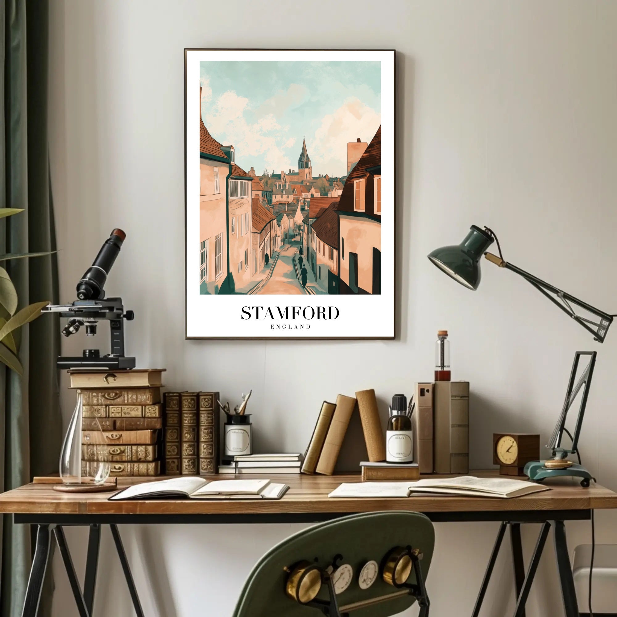 Stamford's Quaint Charm: Vintage Travel Poster PosterGoat