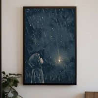 Starlit Wonder Child Gazing Upwards Artistic Poster PosterGoat