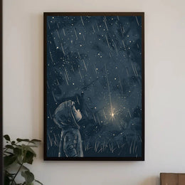 Starlit Wonder Child Gazing Upwards Artistic Poster PosterGoat