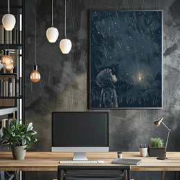 Starlit Wonder Child Gazing Upwards Artistic Poster PosterGoat
