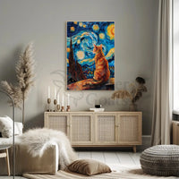 Starry Night Cat Artistic Pop Culture Poster PosterGoat