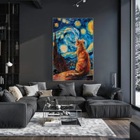 Starry Night Cat Artistic Pop Culture Poster PosterGoat