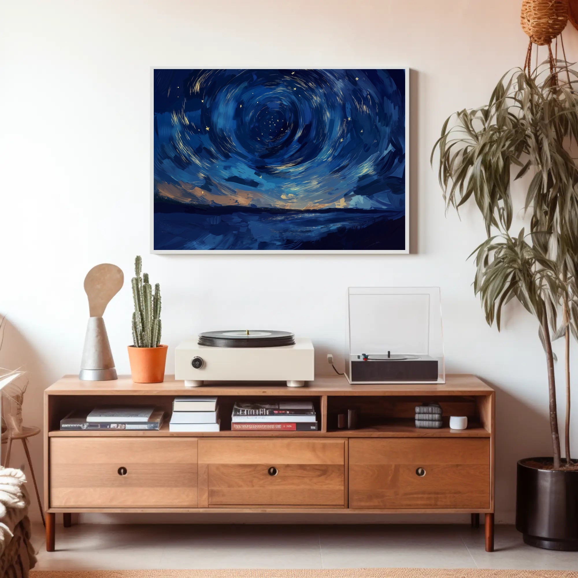 Starry Night Cosmic Landscape Art Print Space or Astronomy Poster PosterGoat