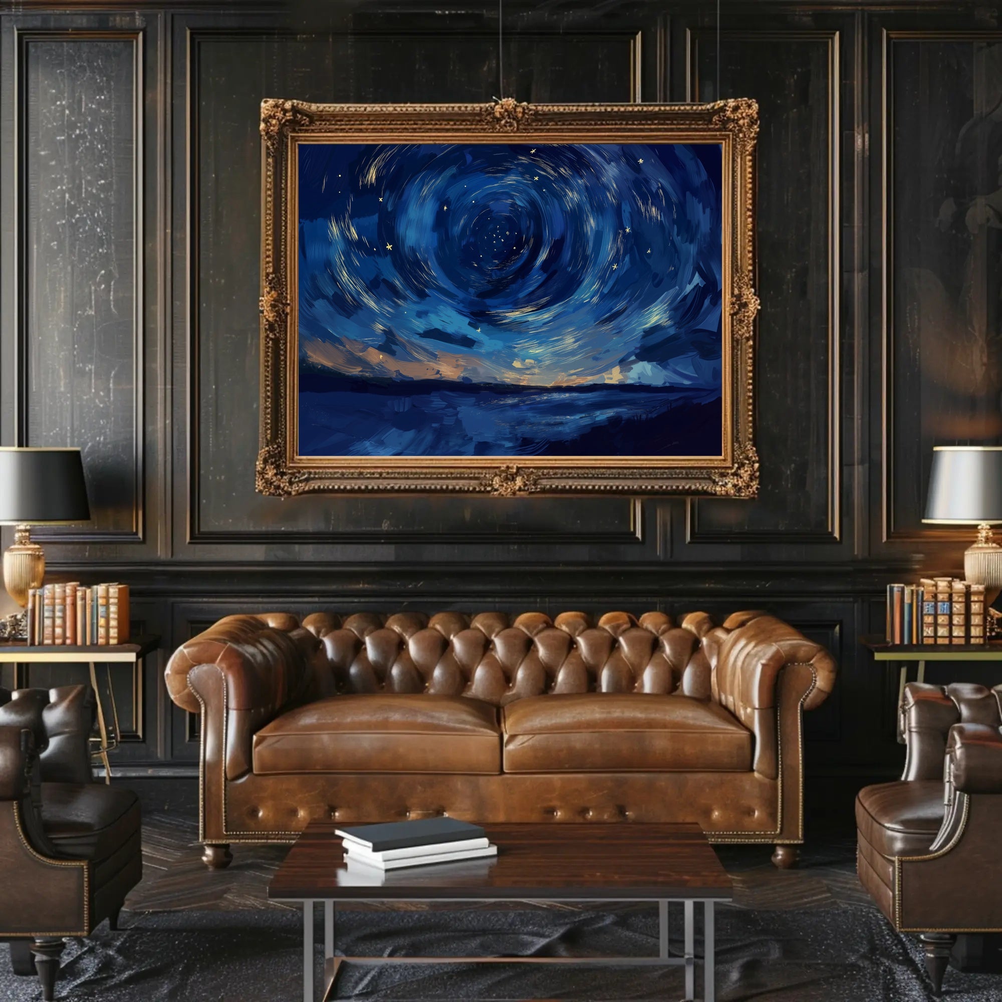 Starry Night Cosmic Landscape Art Print Space or Astronomy Poster PosterGoat