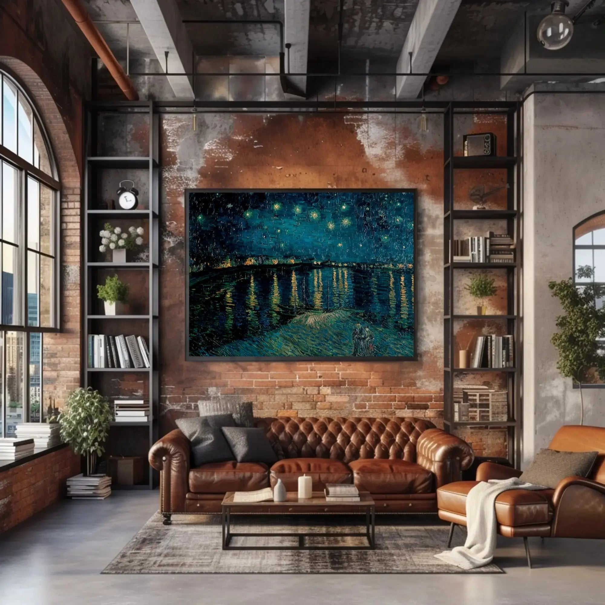 Starry Night River Tranquility Artistic Impressionism Poster PosterGoat