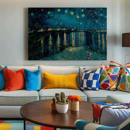 Starry Night River Tranquility Artistic Impressionism Poster PosterGoat