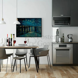 Starry Night River Tranquility Artistic Impressionism Poster PosterGoat