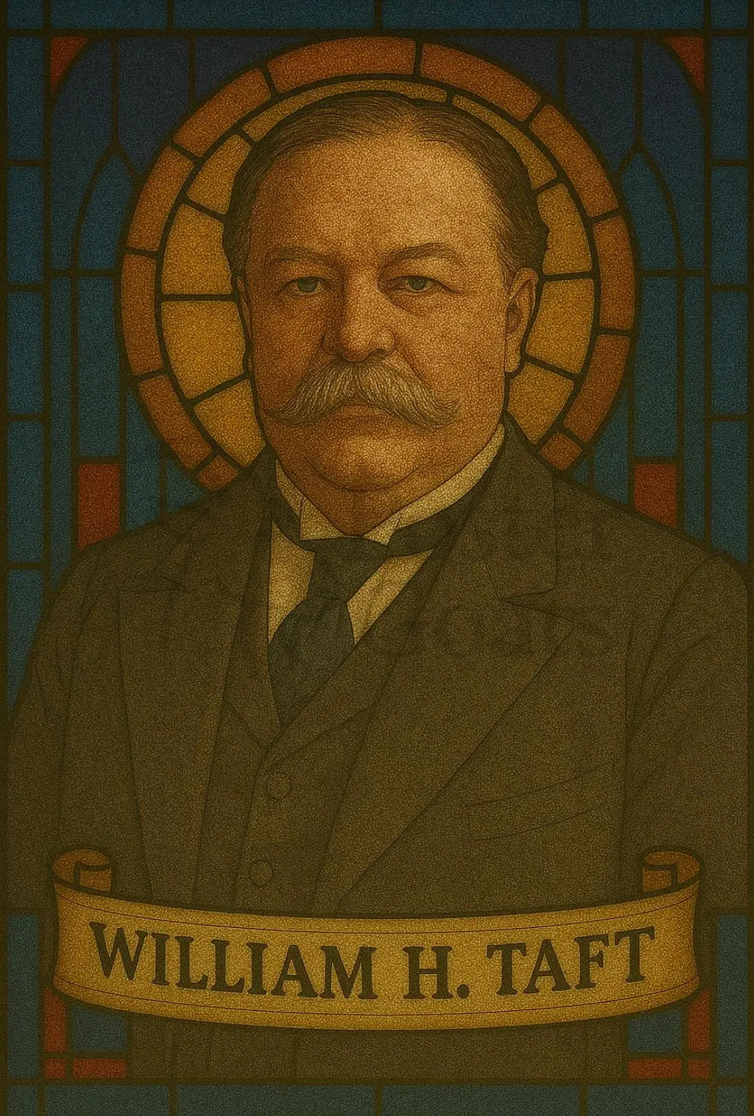 Stately William H. Taft Stained-Glass Historical Poster PosterGoat