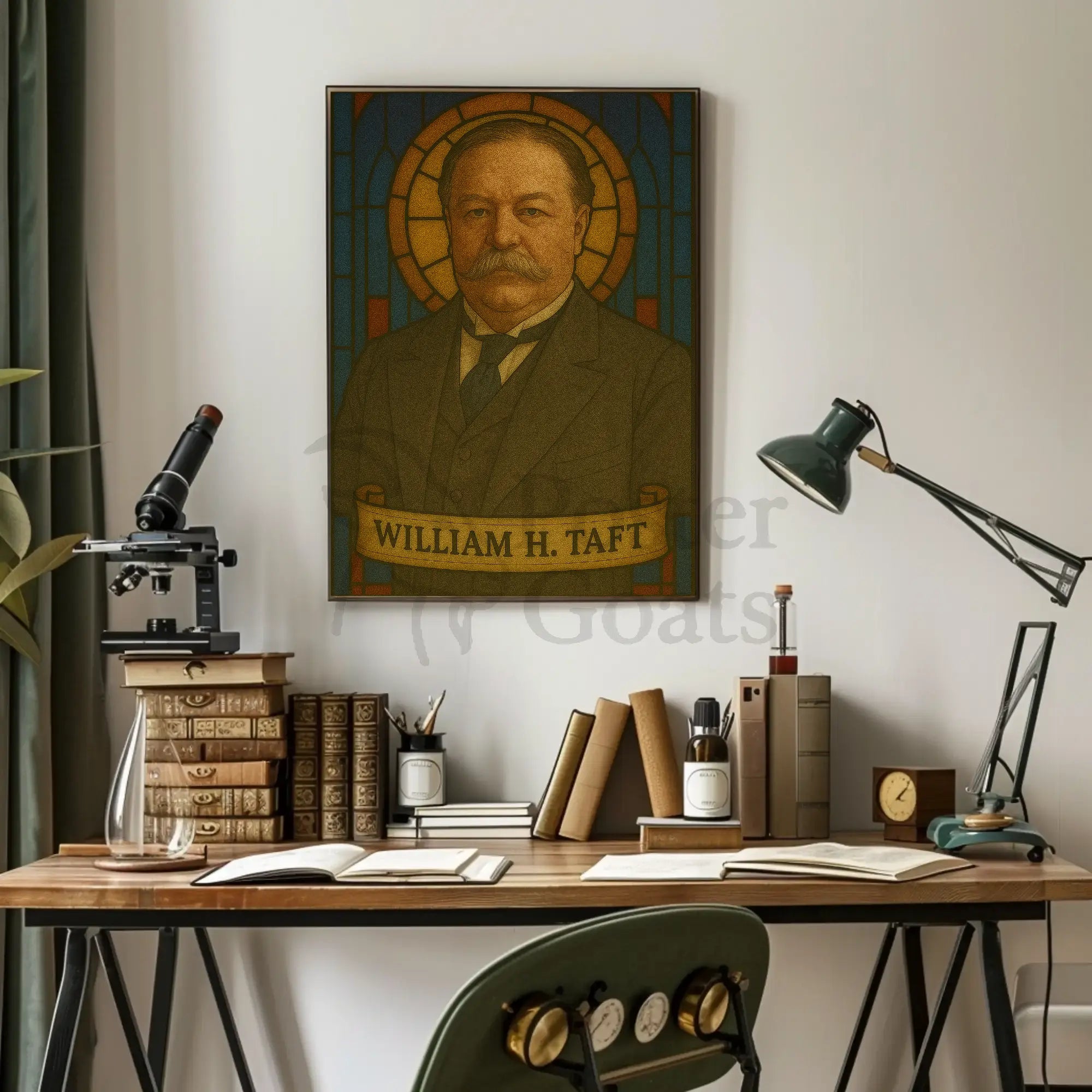 Stately William H. Taft Stained-Glass Historical Poster PosterGoat