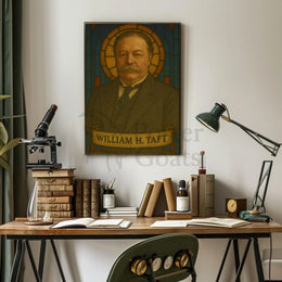 Stately William H. Taft Stained-Glass Historical Poster PosterGoat