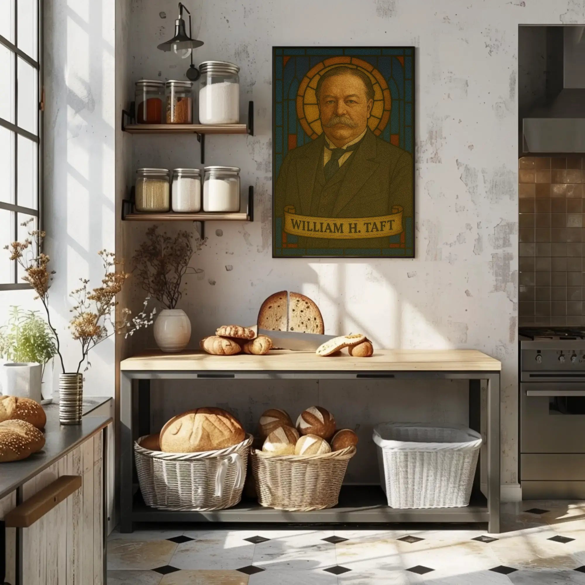 Stately William H. Taft Stained-Glass Historical Poster PosterGoat