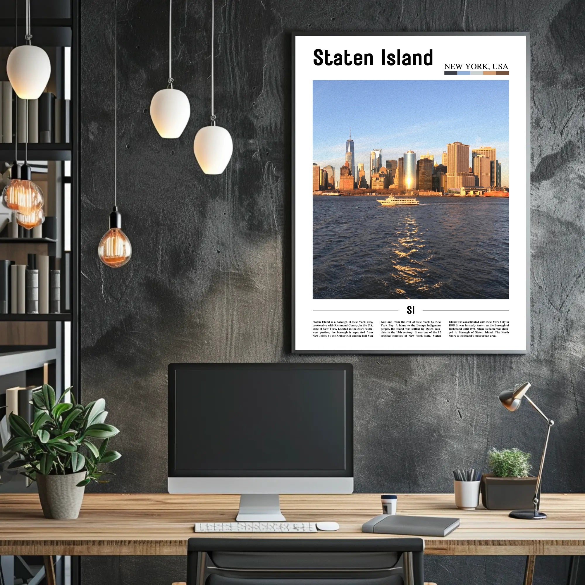 Staten Island Skyline New York Travel Poster PosterGoat
