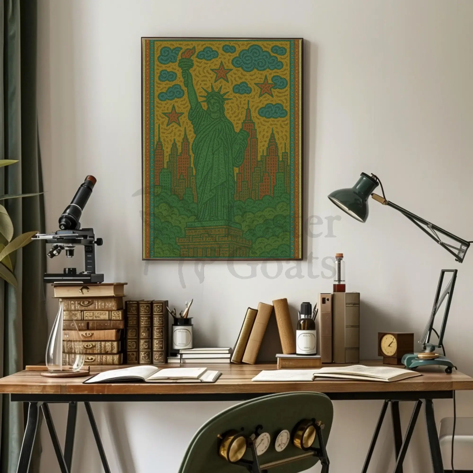 Statue Liberty Retro New York City Travel Poster PosterGoat