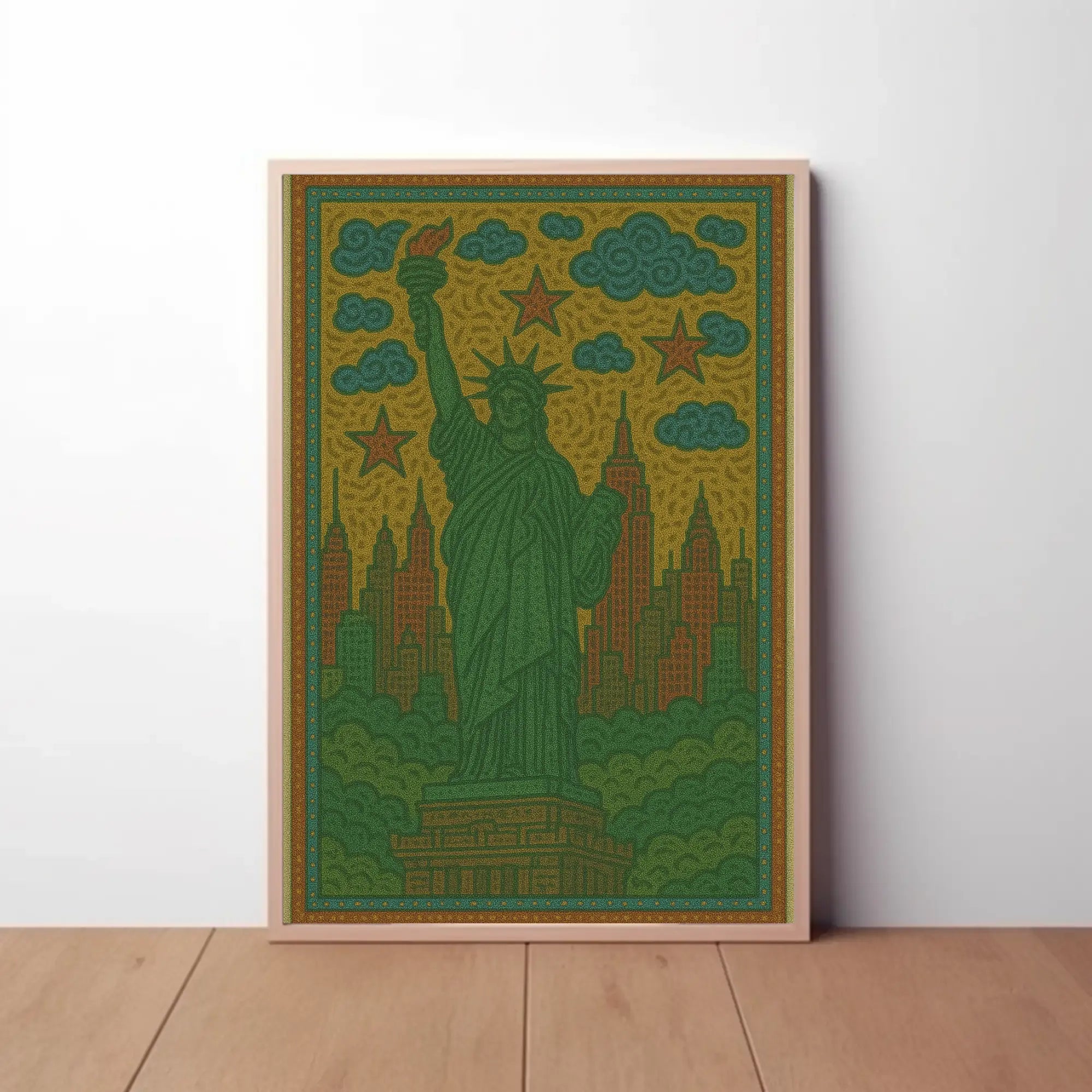 Statue Liberty Retro New York City Travel Poster PosterGoat