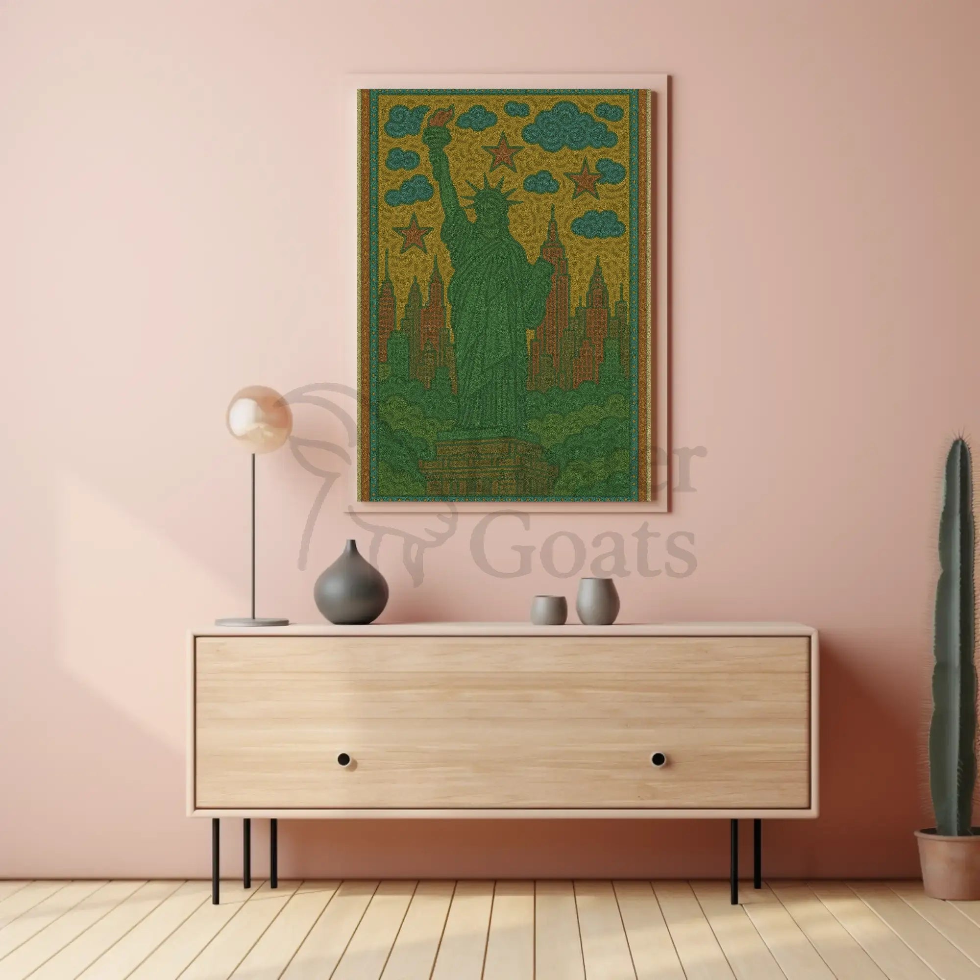 Statue Liberty Retro New York City Travel Poster PosterGoat
