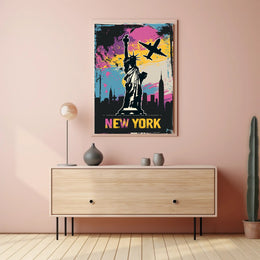 Statue of Liberty Cityscape Vibrant Urban or Cityscape Poster PosterGoat