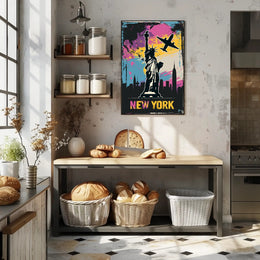 Statue of Liberty Cityscape Vibrant Urban or Cityscape Poster PosterGoat