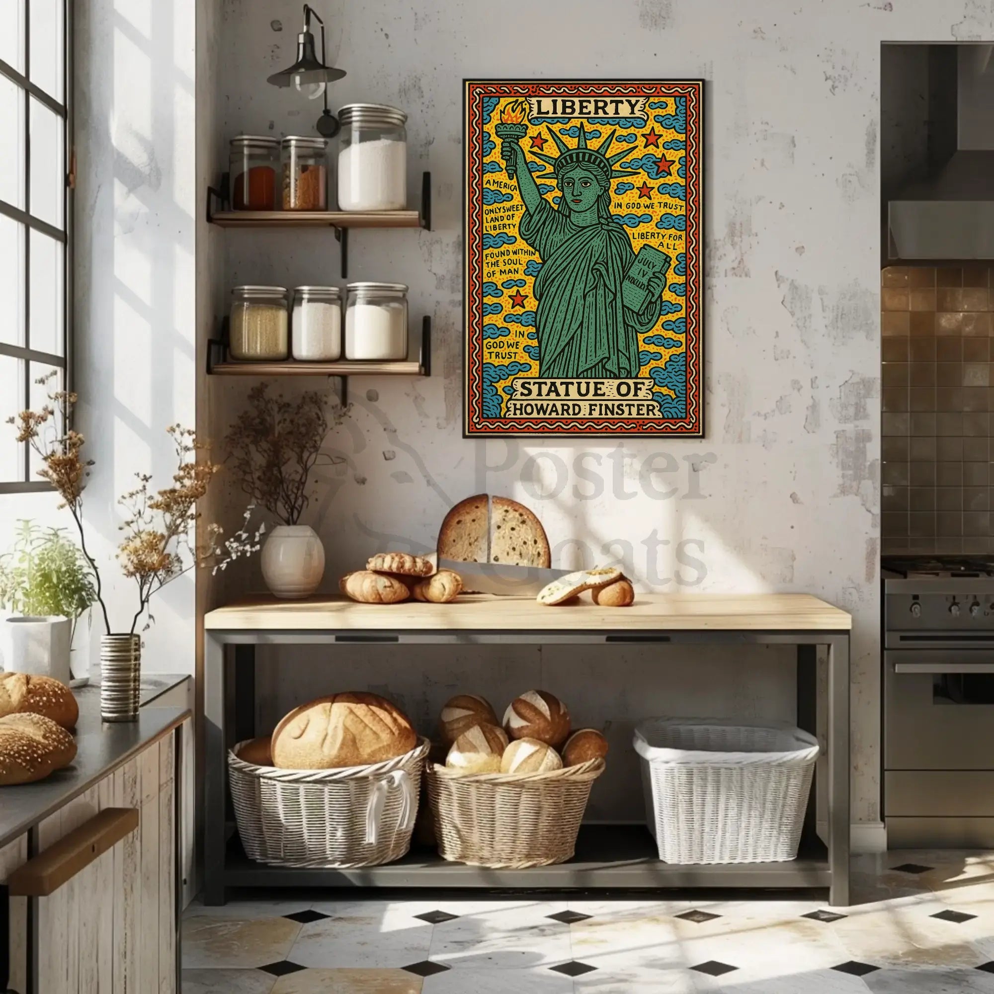 Statue of Liberty Folk Art Cultural Poster PosterGoat