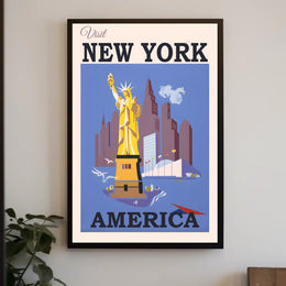 Statue of Liberty New York City Art Deco Travel Poster PosterGoat