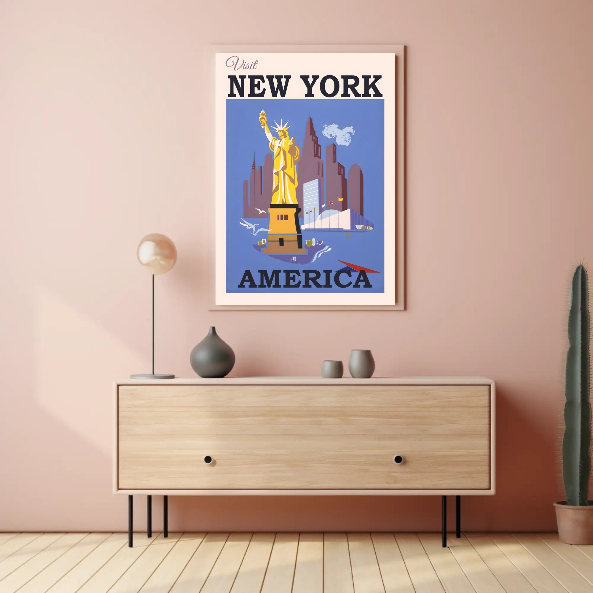 Statue of Liberty New York City Art Deco Travel Poster PosterGoat