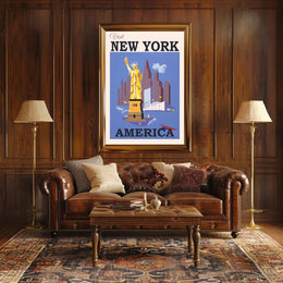 Statue of Liberty New York City Art Deco Travel Poster PosterGoat