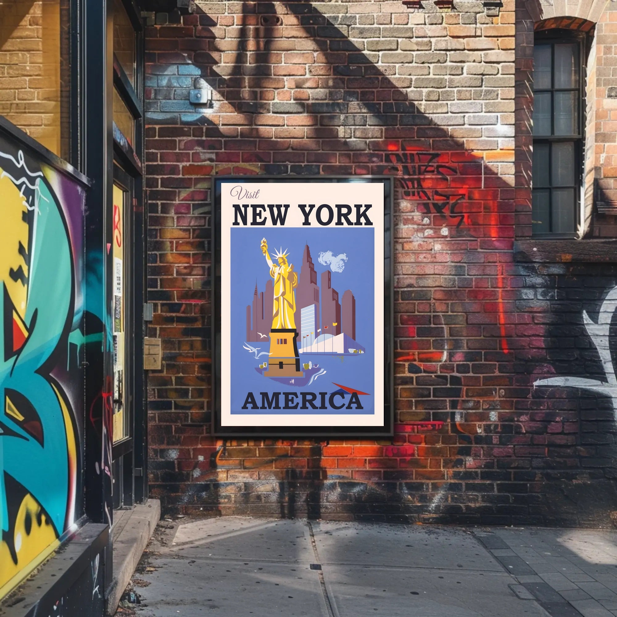 Statue of Liberty New York City Art Deco Travel Poster PosterGoat