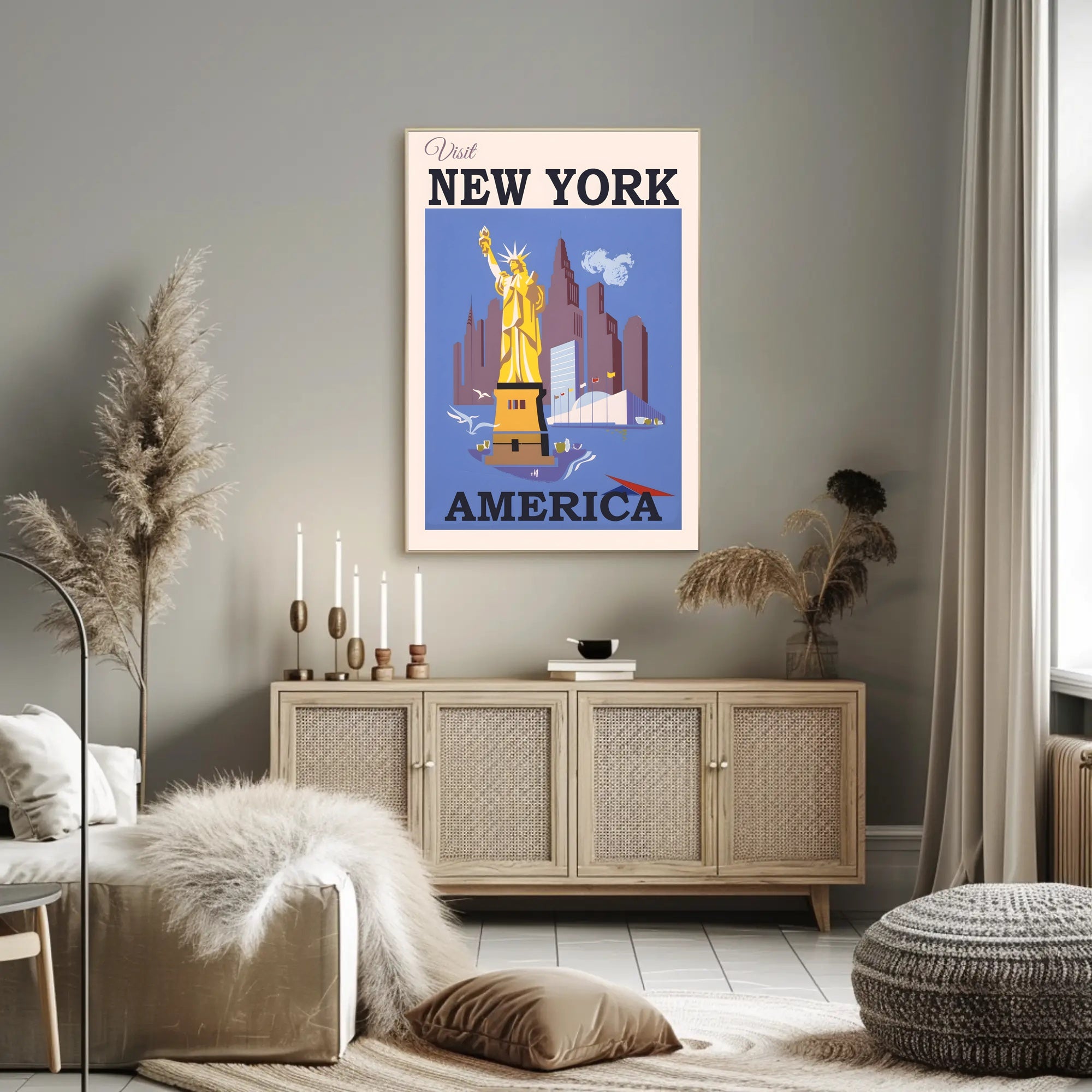 Statue of Liberty New York City Art Deco Travel Poster PosterGoat