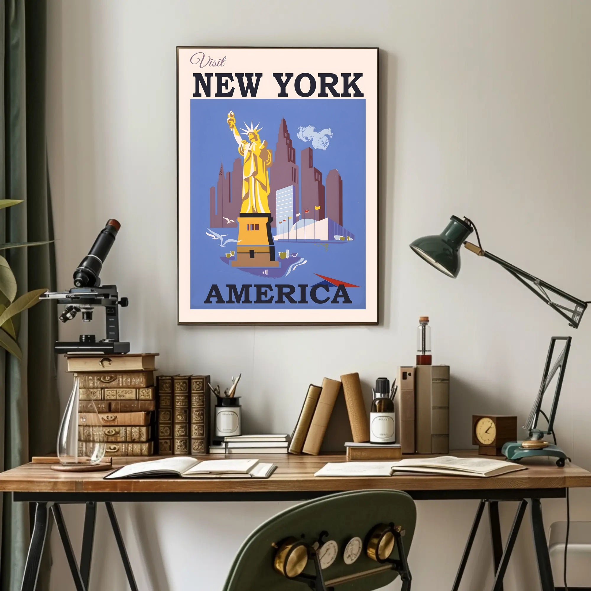 Statue of Liberty New York City Art Deco Travel Poster PosterGoat