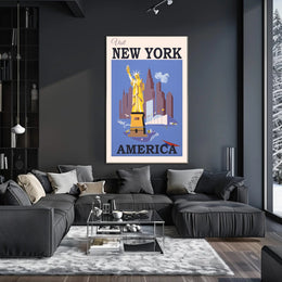 Statue of Liberty New York City Art Deco Travel Poster PosterGoat
