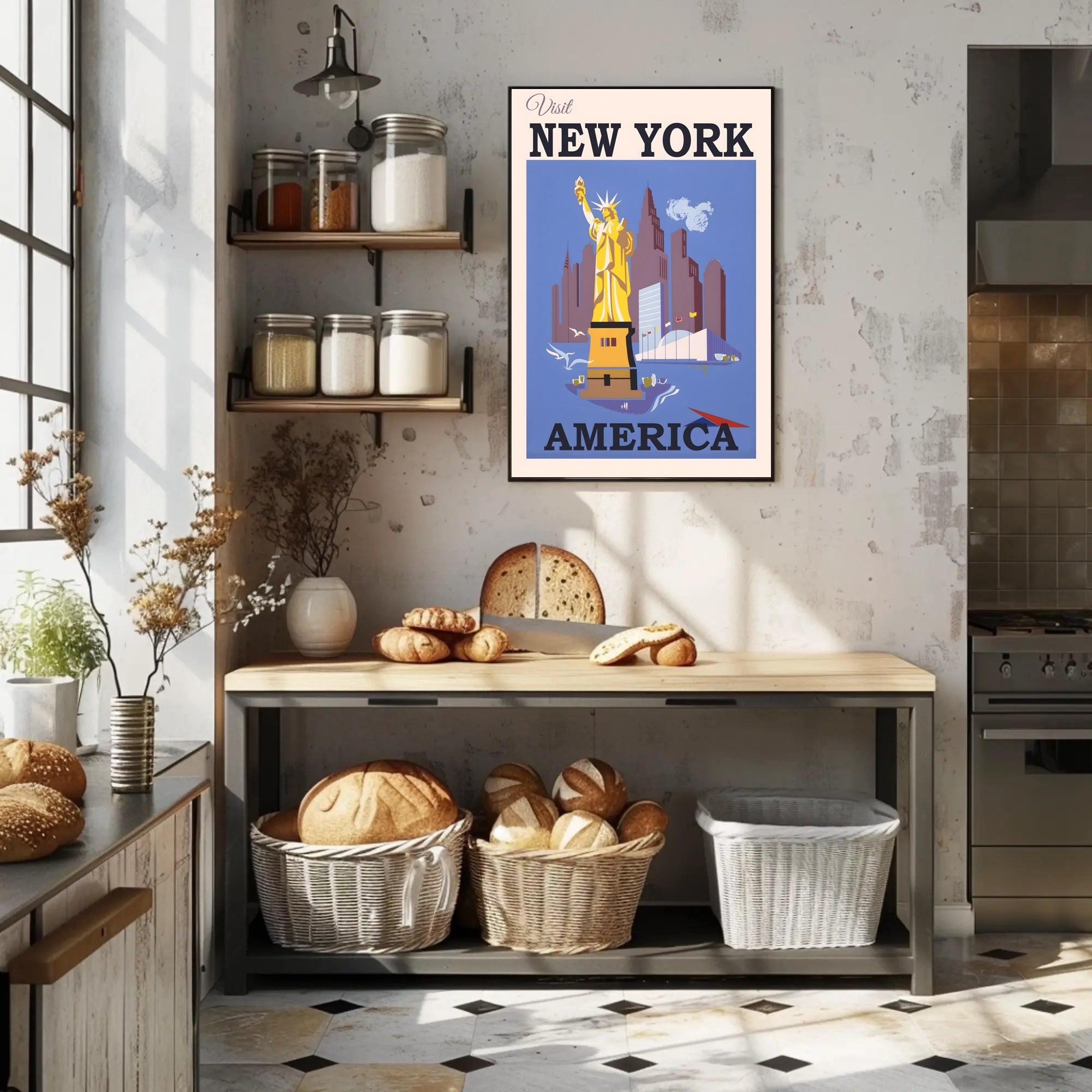 Statue of Liberty New York City Art Deco Travel Poster PosterGoat