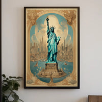 Statue of Liberty New York City Skyline Travel Poster PosterGoat