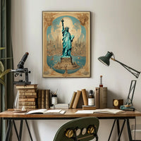 Statue of Liberty New York City Skyline Travel Poster PosterGoat