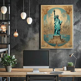 Statue of Liberty New York City Skyline Travel Poster PosterGoat