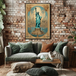 Statue of Liberty New York City Skyline Travel Poster PosterGoat