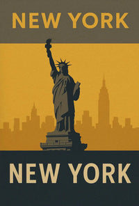 Statue of Liberty Retro Design Travel Poster PosterGoat
