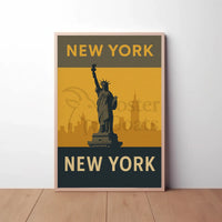 Statue of Liberty Retro Design Travel Poster PosterGoat