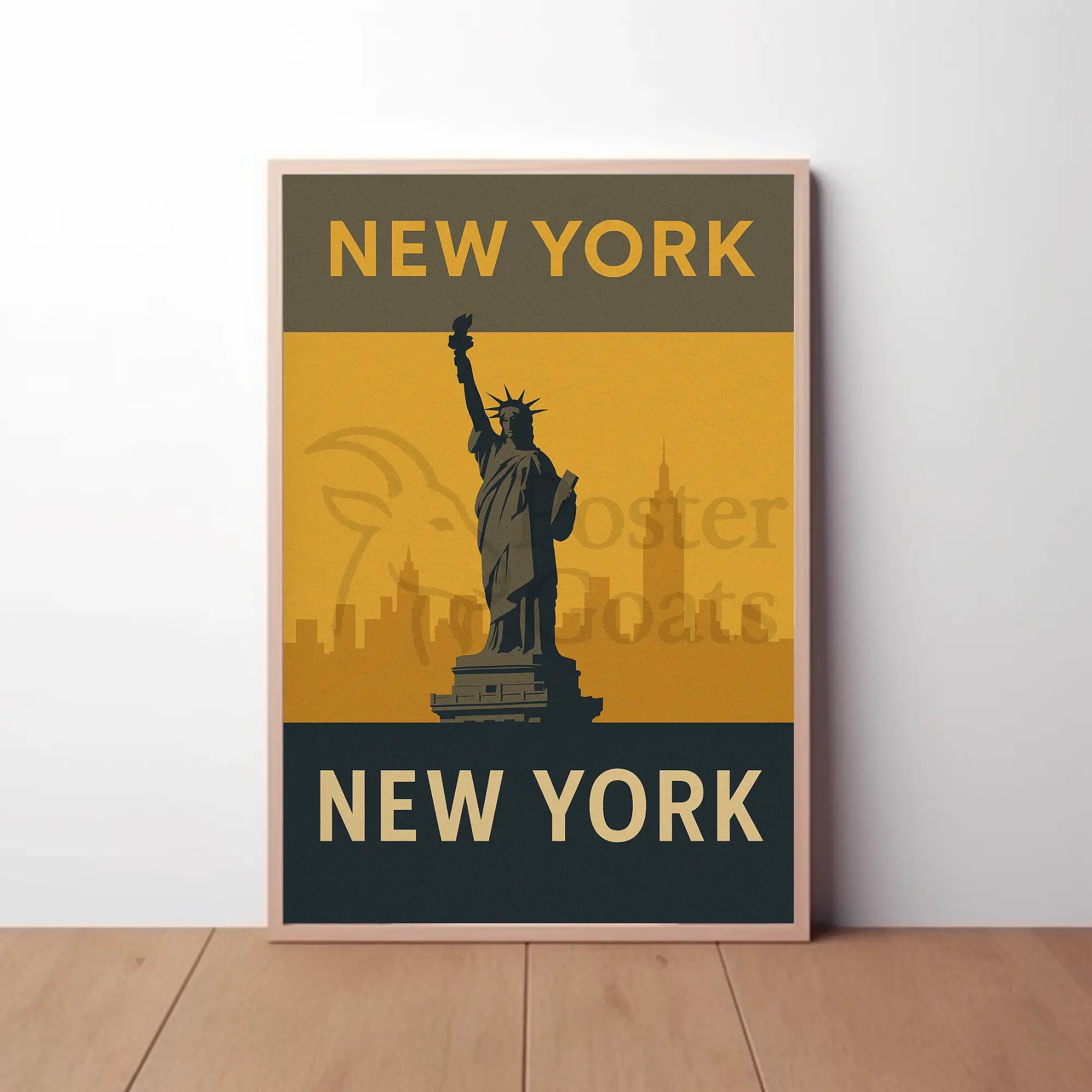 Statue of Liberty Retro Design Travel Poster PosterGoat