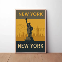 Statue of Liberty Retro Design Travel Poster PosterGoat