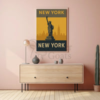 Statue of Liberty Retro Design Travel Poster PosterGoat